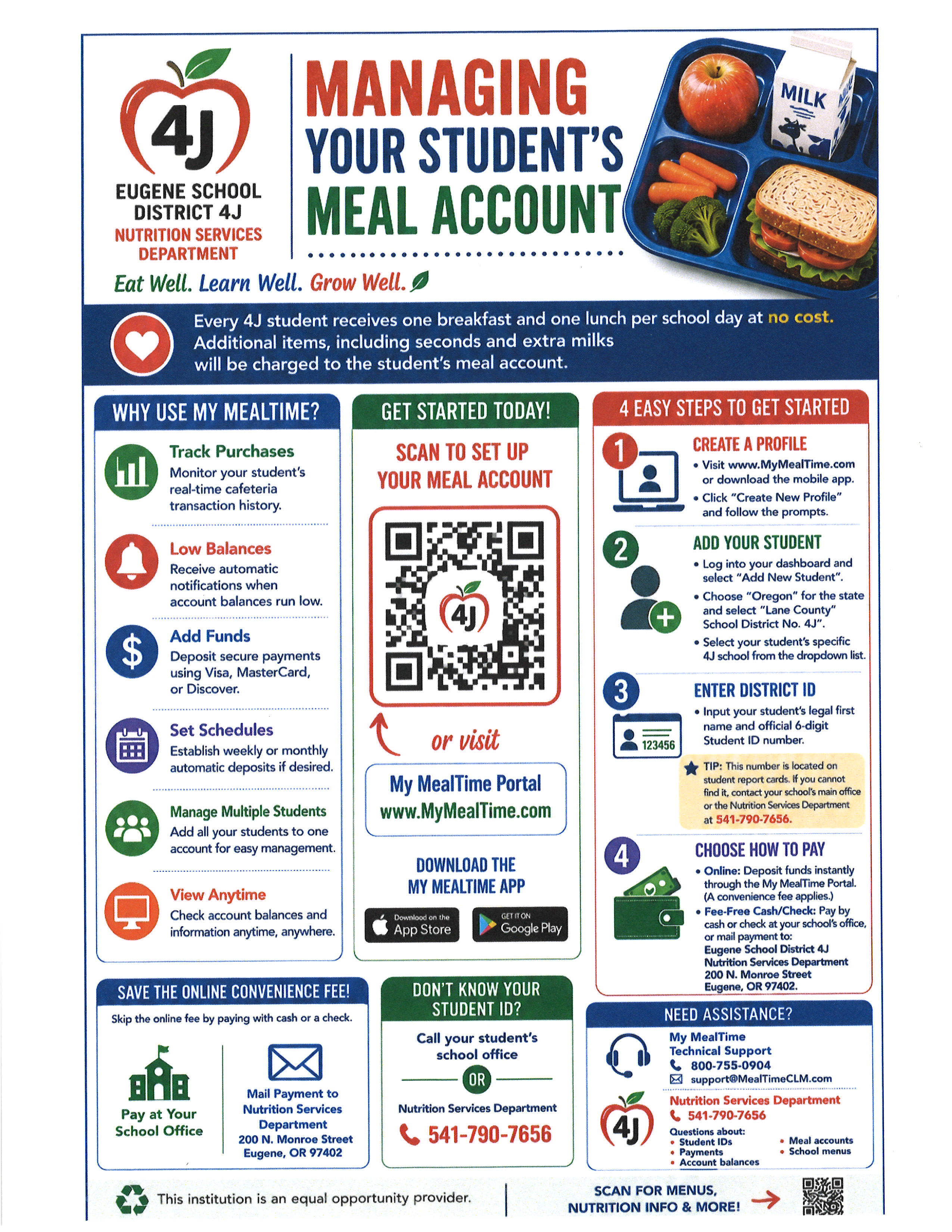 Poster describing how parents can manage their child's meal accounts
